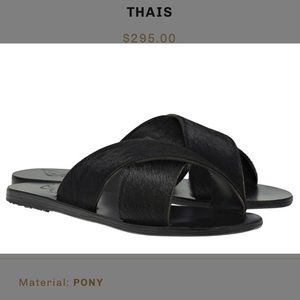 Ancient Greek sandals black Thais pony hair